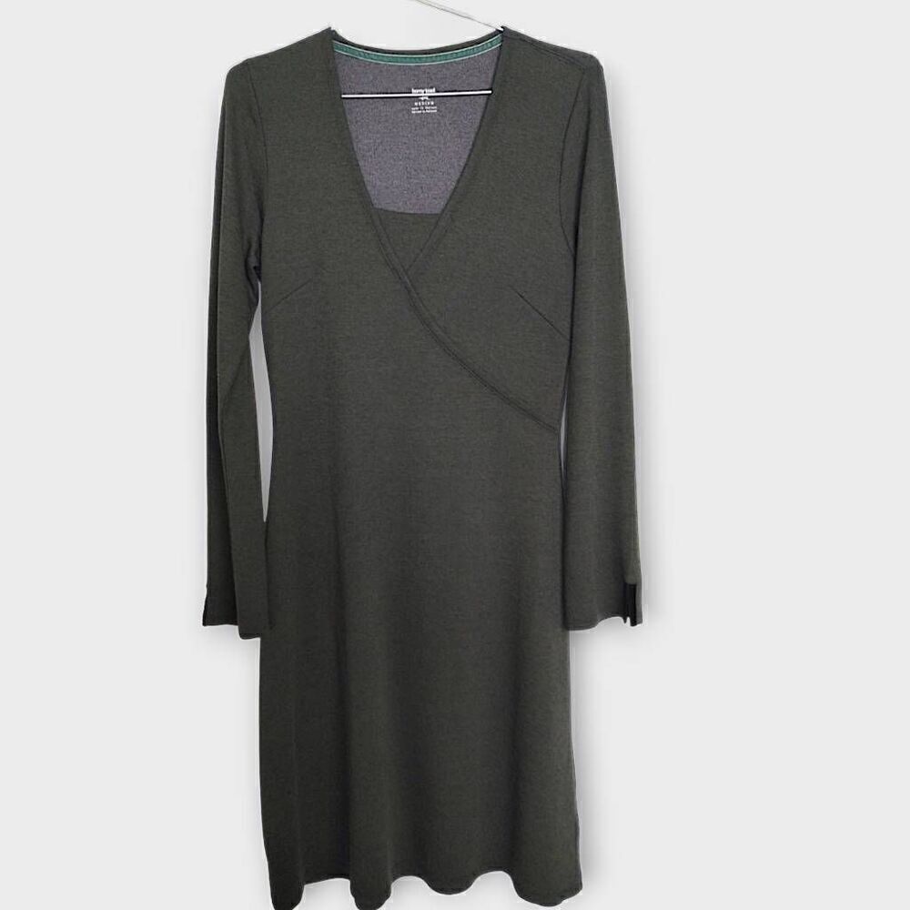 Horny Toad Womens Dress Sz Medium Gray Tomboy Faux Wrap Long Sleeve Casual‎ Tee